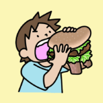 ハンバーガーを食べる人