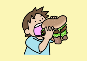 ハンバーガーを食べる人